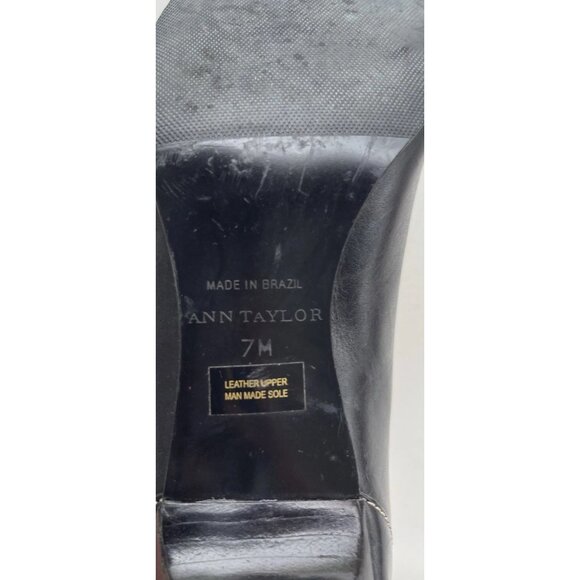 Vintage Ann Taylor Womens Black Kitten Heels w/Square Toes Buckle Stiched Sz 7 - Picture 7 of 16